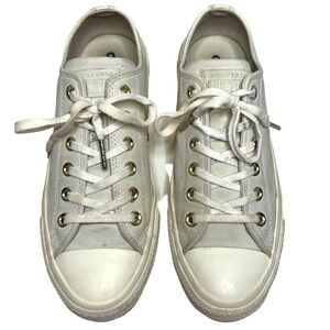 Converse Leather All Star Blocked Nubuck Patent Leather Heel Grey White Size 7